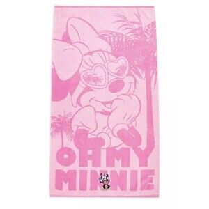 Disney Minnie Mouse Oh My Minnie 34 X 63 in Beach Towel Pink With Appliqué New